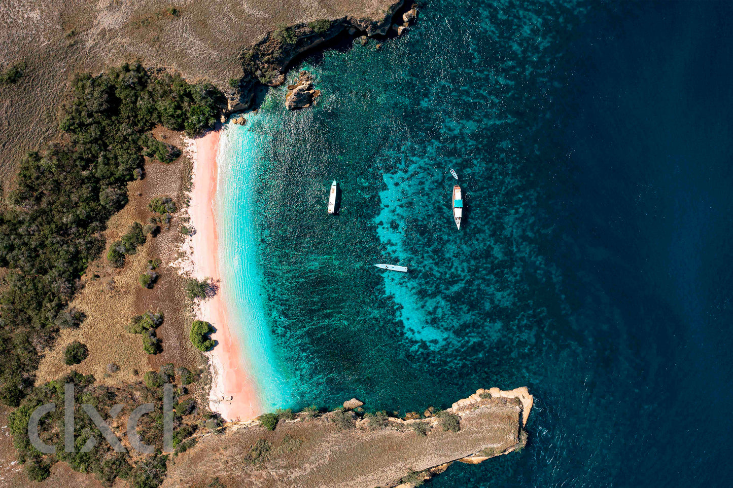 Pink Sand Beach Overhead Horizontal